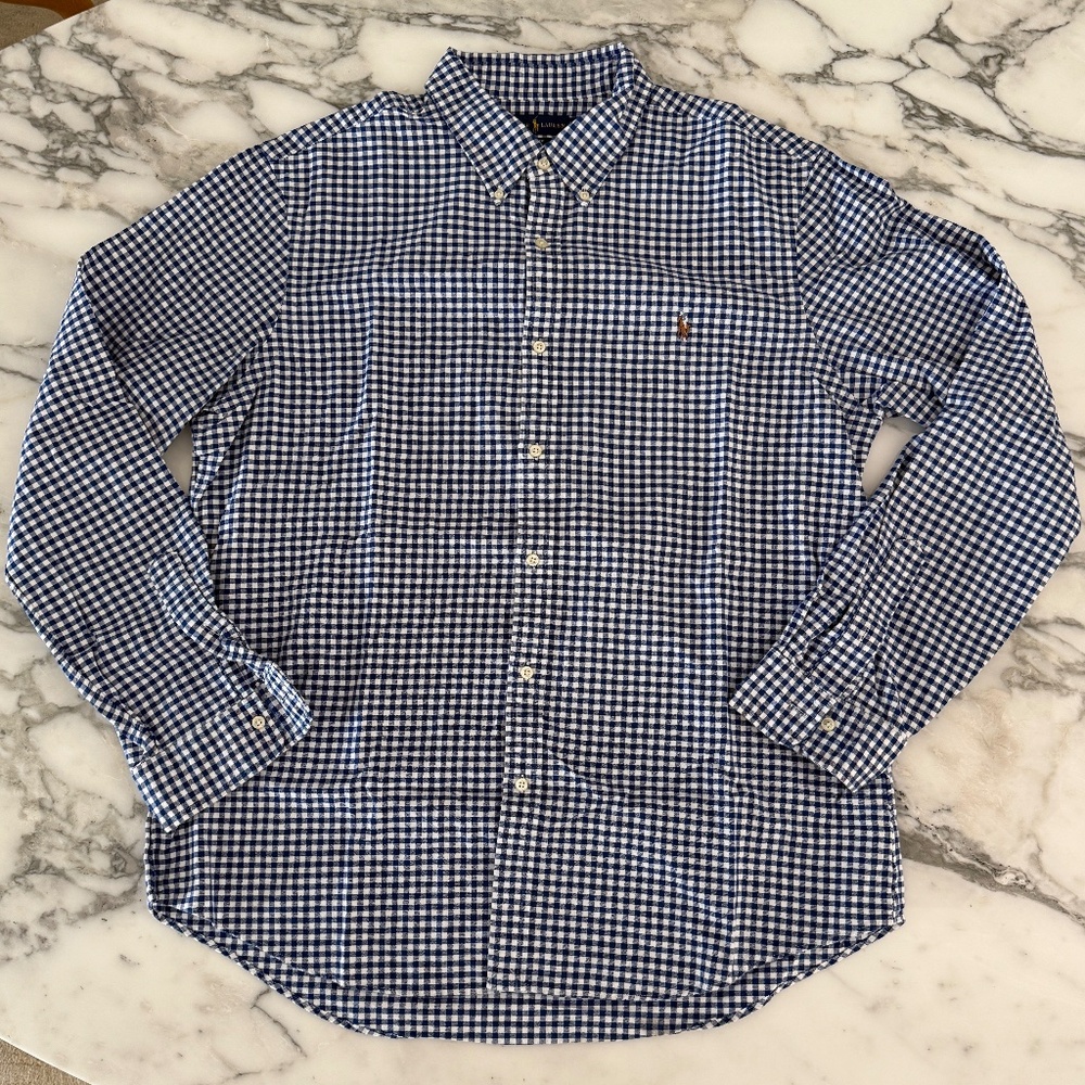Polo Ralph Lauren Cotton Men's Blue long sleeve shirt, ‎ XXL